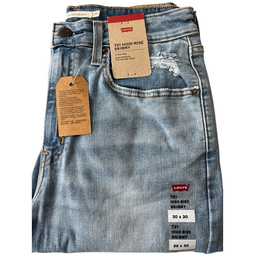 Levi's Women's 721 High Rise Skinny Leg Factory Distressed Stretch Jeans 30 x 30